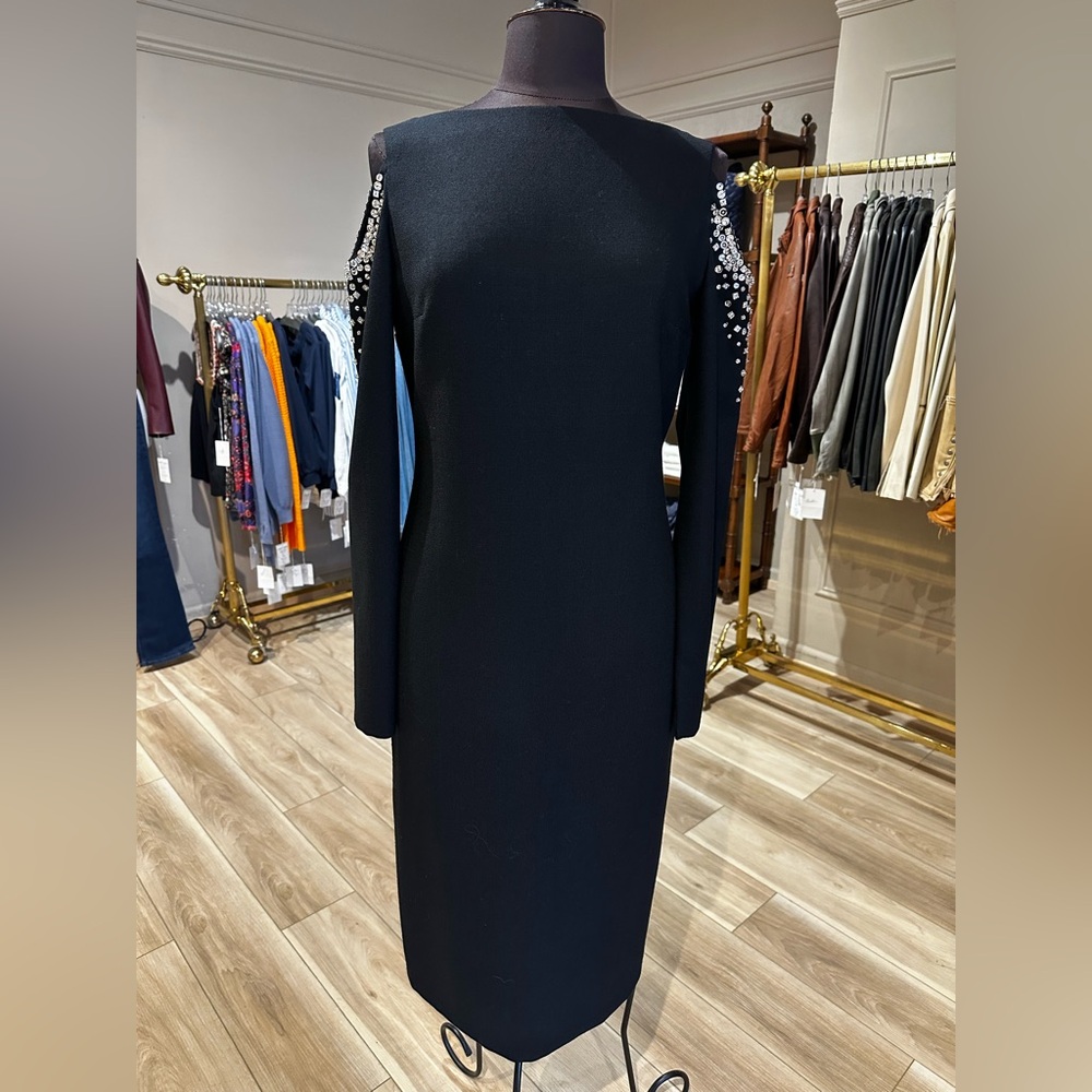 Elegant Black Dress with Rhinestone Detail by Agostino